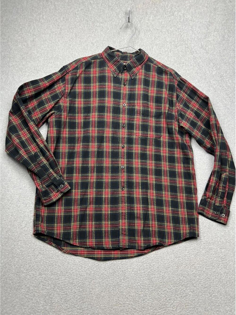 Vintage L.L Bean Mens Flannel Plaid Button Up Shirt L Long Sleeve Casual Outdoor